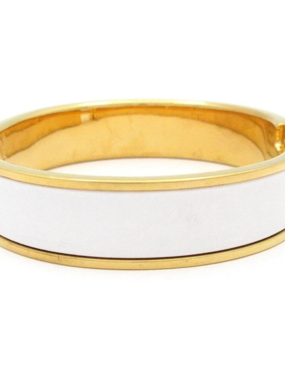 HERMES Clic H Gold White Hardware Patent Leather Bangle - Picture 2 of 6